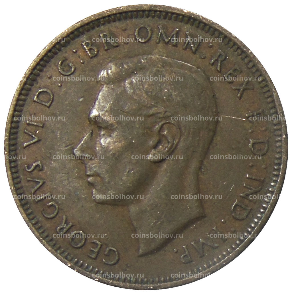 Монета 1/2 пенни 1938 года Австралия