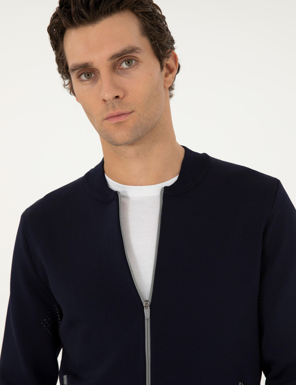 Темно-синий трикотажный кардиган стандартного кроя - Cacharel фото 2