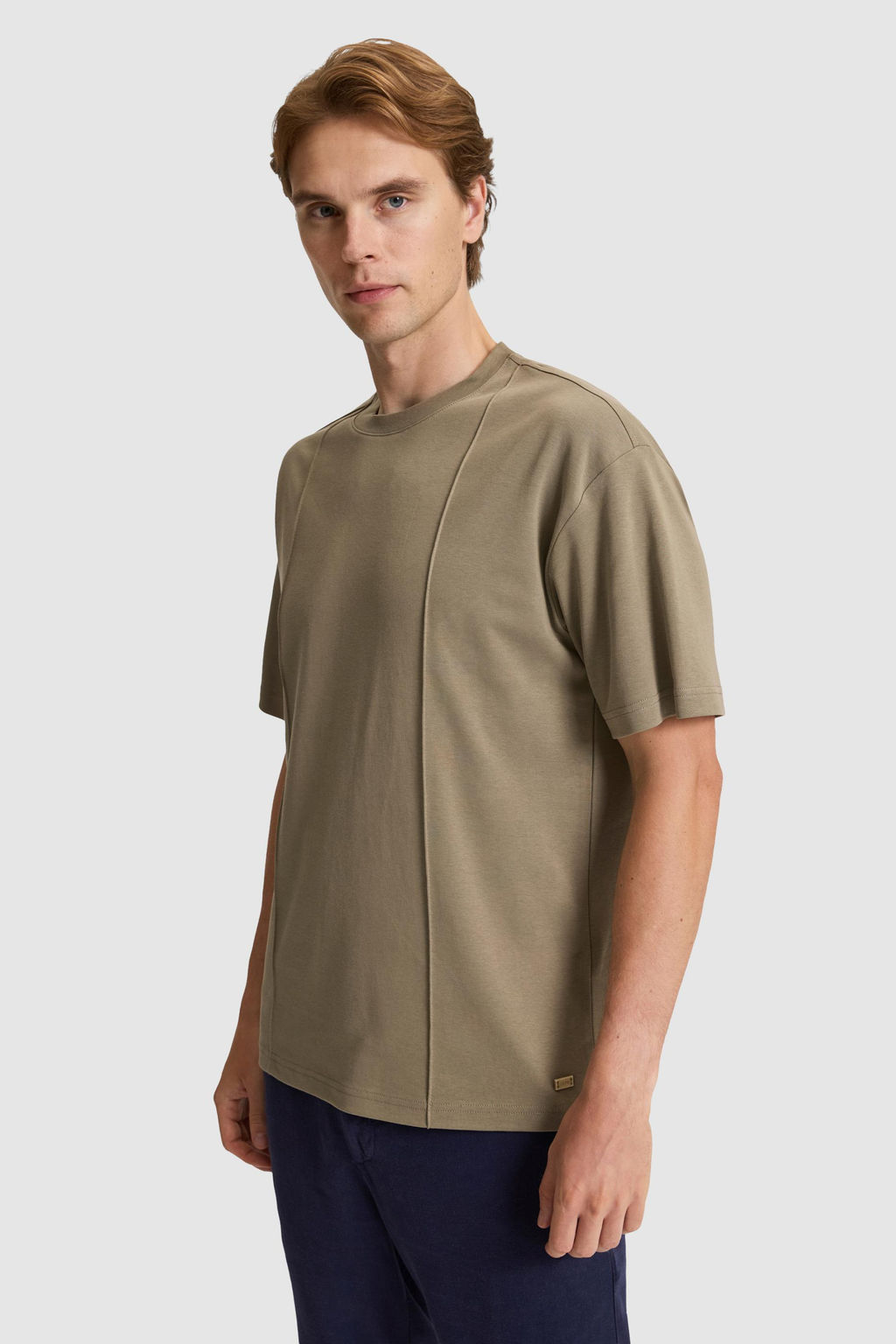 Erkek Haki Comfort Fit Bisiklet Yaka Ti__rt