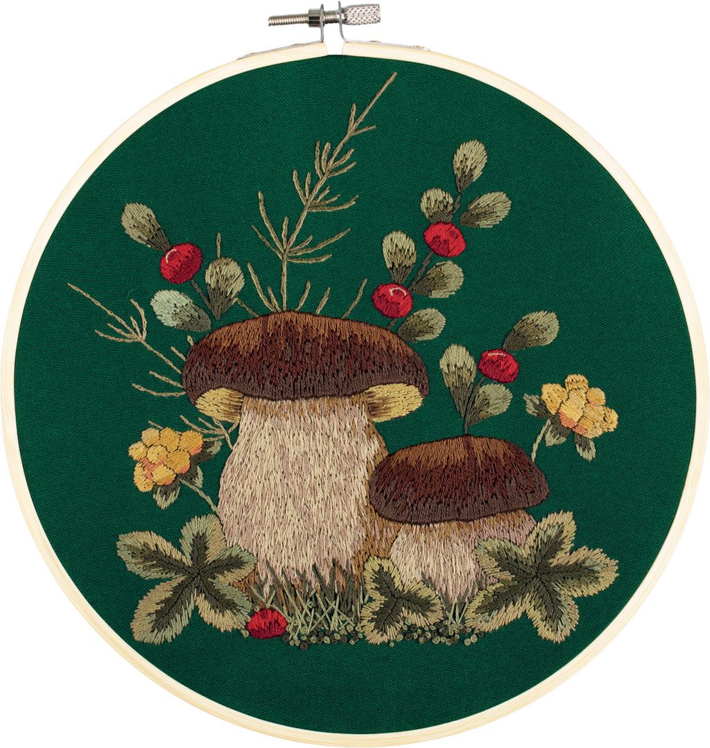 Набор для вышивания PANNA Живая картина JK-2258 Грибы. Белые 20.5 х 20.5 см