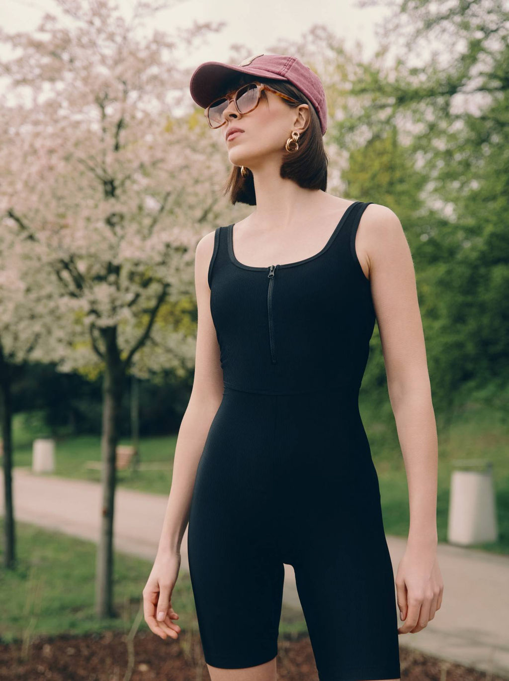 CONTE Укороченный комбинезон в рубчик на молнии LK 2753 black