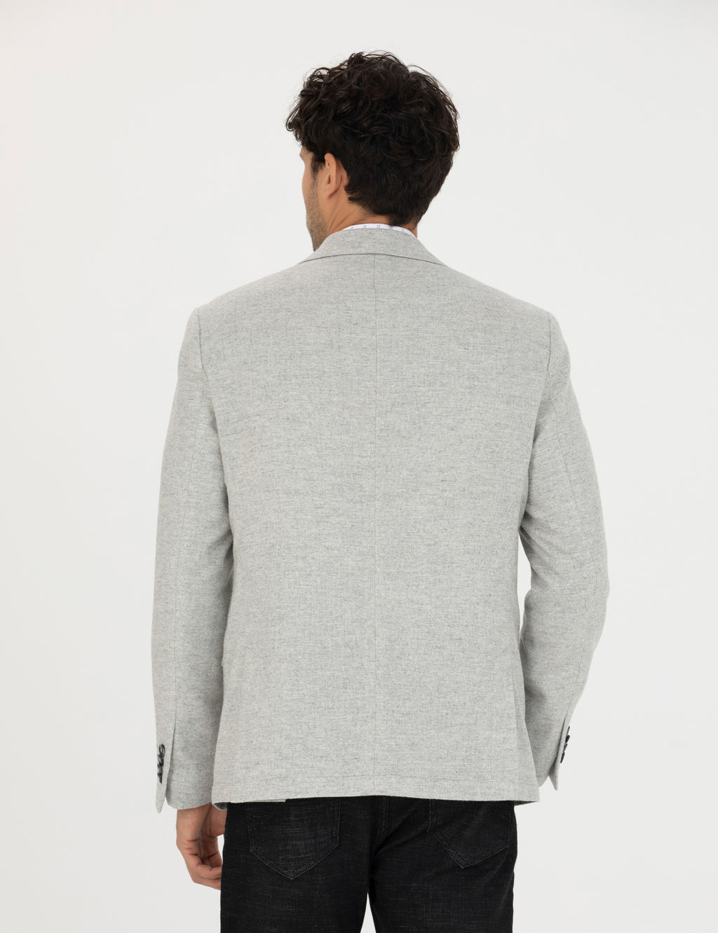A__k Gri Y_n Kar___ml_ Slim Fit Ceket