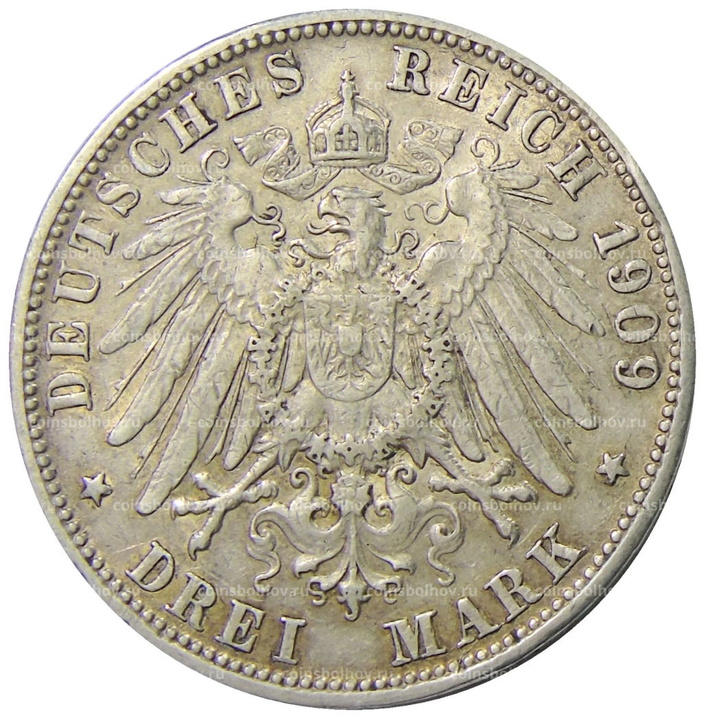 3 марки 1909 года F Германия (Вюртемберг)