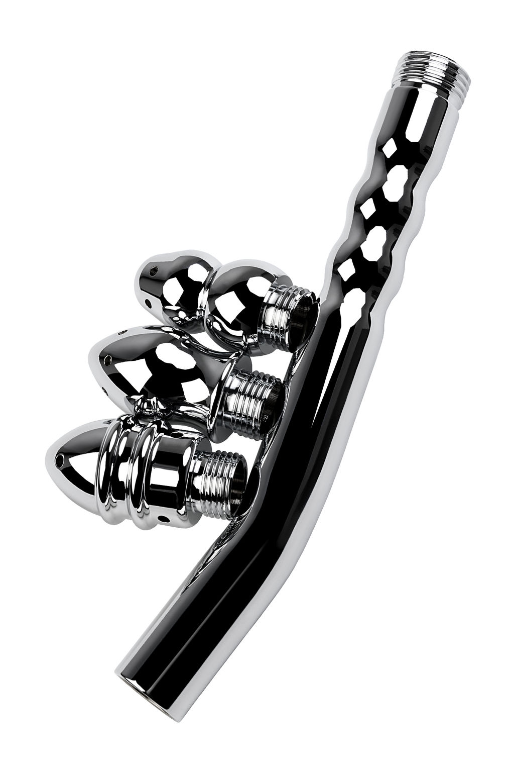 Анальный душ TOYFA Metal с тремя насадками, серебряная, 2см, 15,4 г