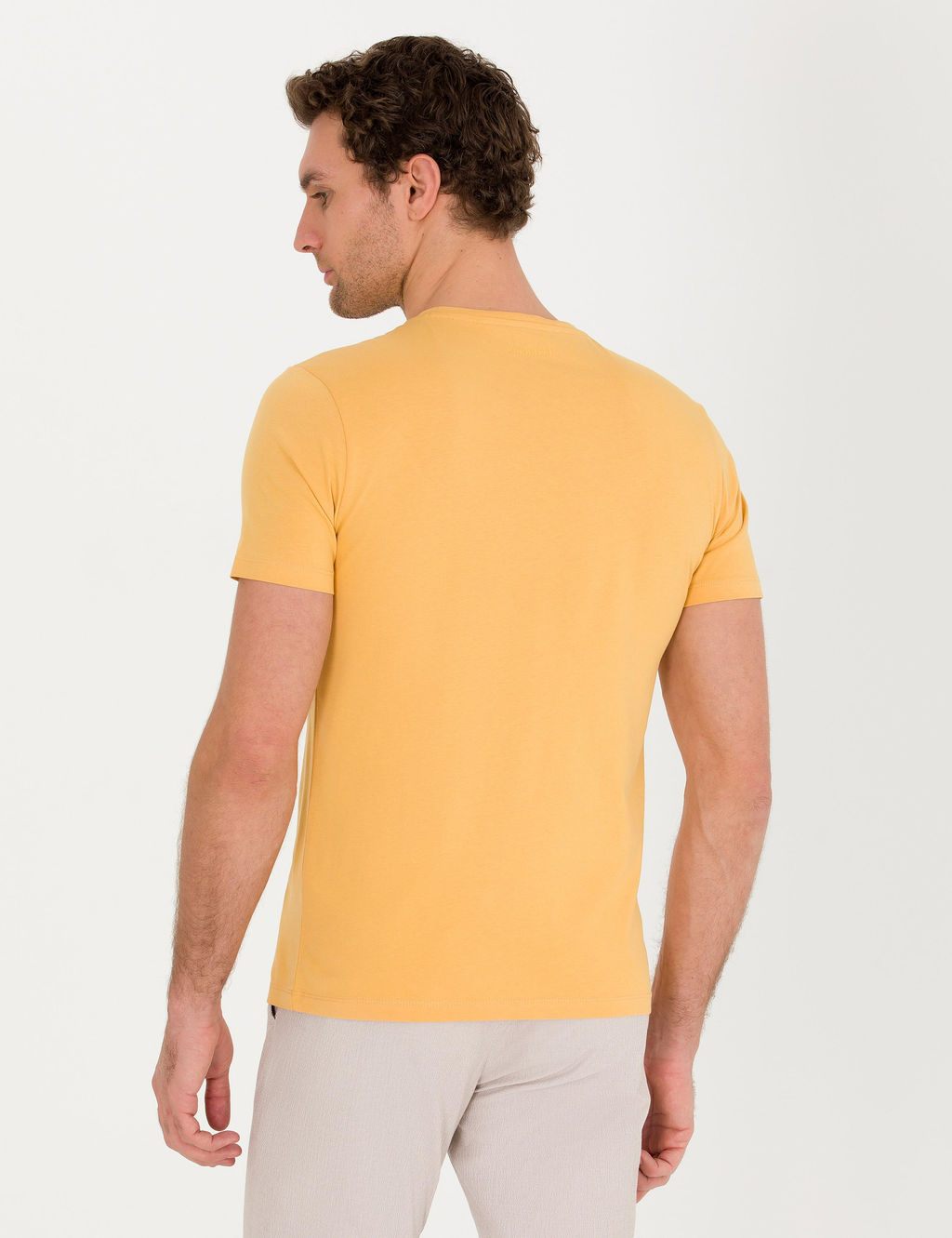 Hardal Bisiklet Yaka Slim Fit T-Shirt