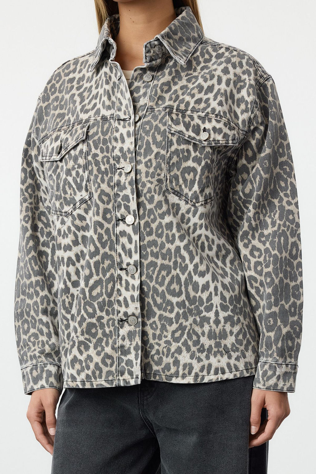 TRENDYOLMILLA Cok Renkli Animal Leopar Desenli Dokuma Ceket TWOAW25BC00030  фото 3