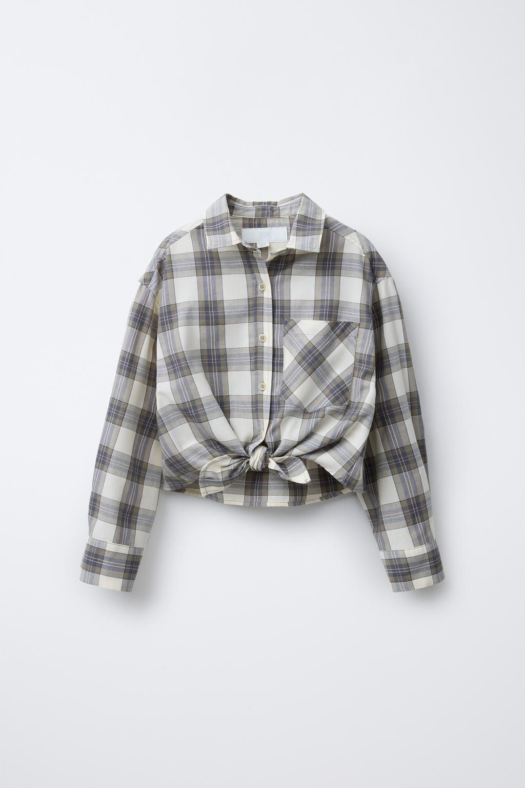 CHECK SHIRT WITH KNOT - Zara фото 2