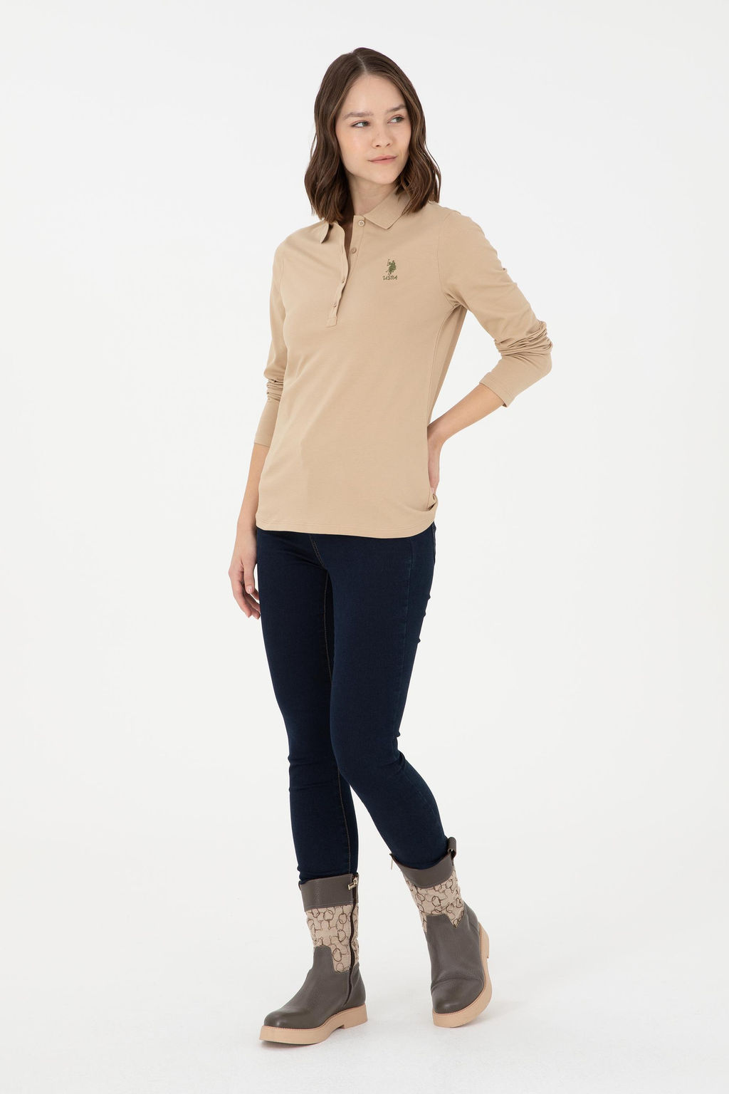 Женский базовый свитшот песочного цвета - U.s. polo assn фото 4