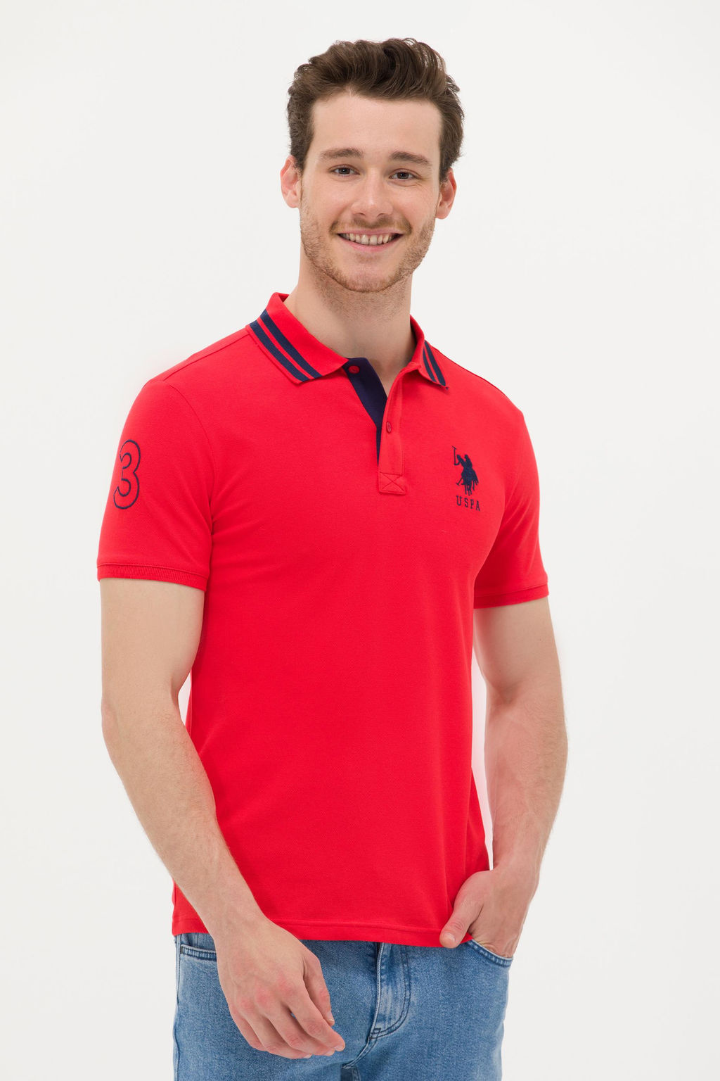 U. S. Polo Assn Мужская красная базовая футболка с воротником-поло - U.s. polo assn фото 15