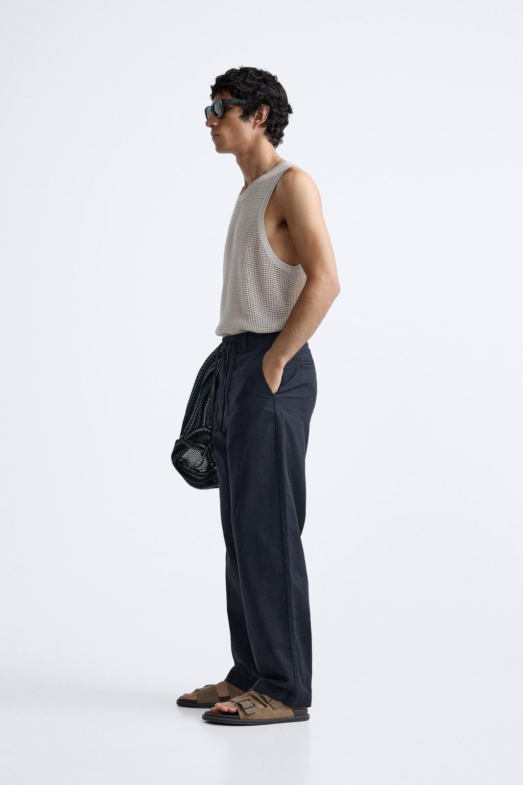 COTTON - LINEN TROUSERS - Zara фото 4