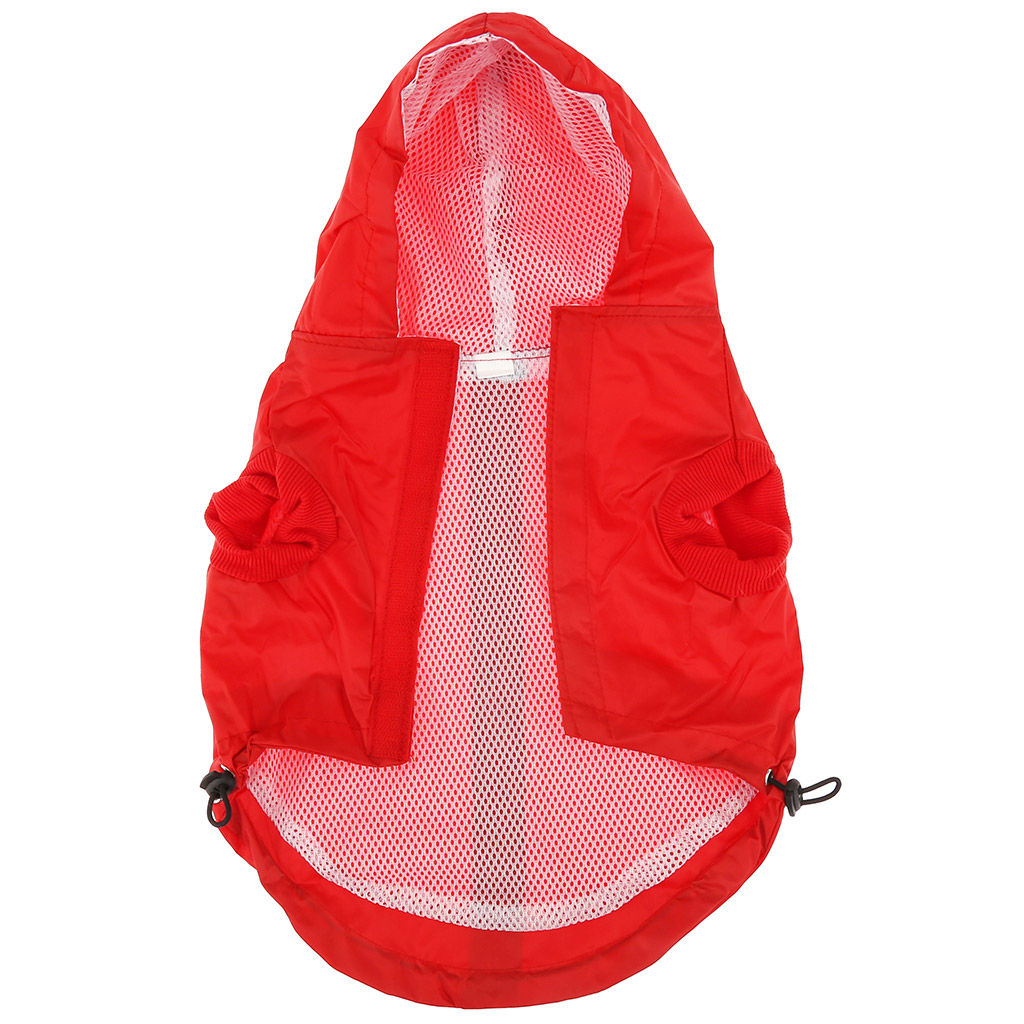Пэт тойс (Pet toys) Одежда для собаки Плащ с капюшоном, на липучке, светоотражающая полоска, р-р M, длина спинки 26см/обхват груди 42см/обхват шеи 30см, цвет-красный, плащевка (Китай) - Домашняя мода фото 6