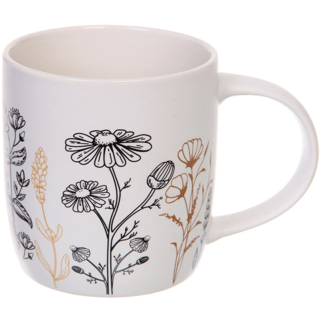 Цена за 2 шт. Кружка керамическая 370мл"Цветочный луг", микс рисунков