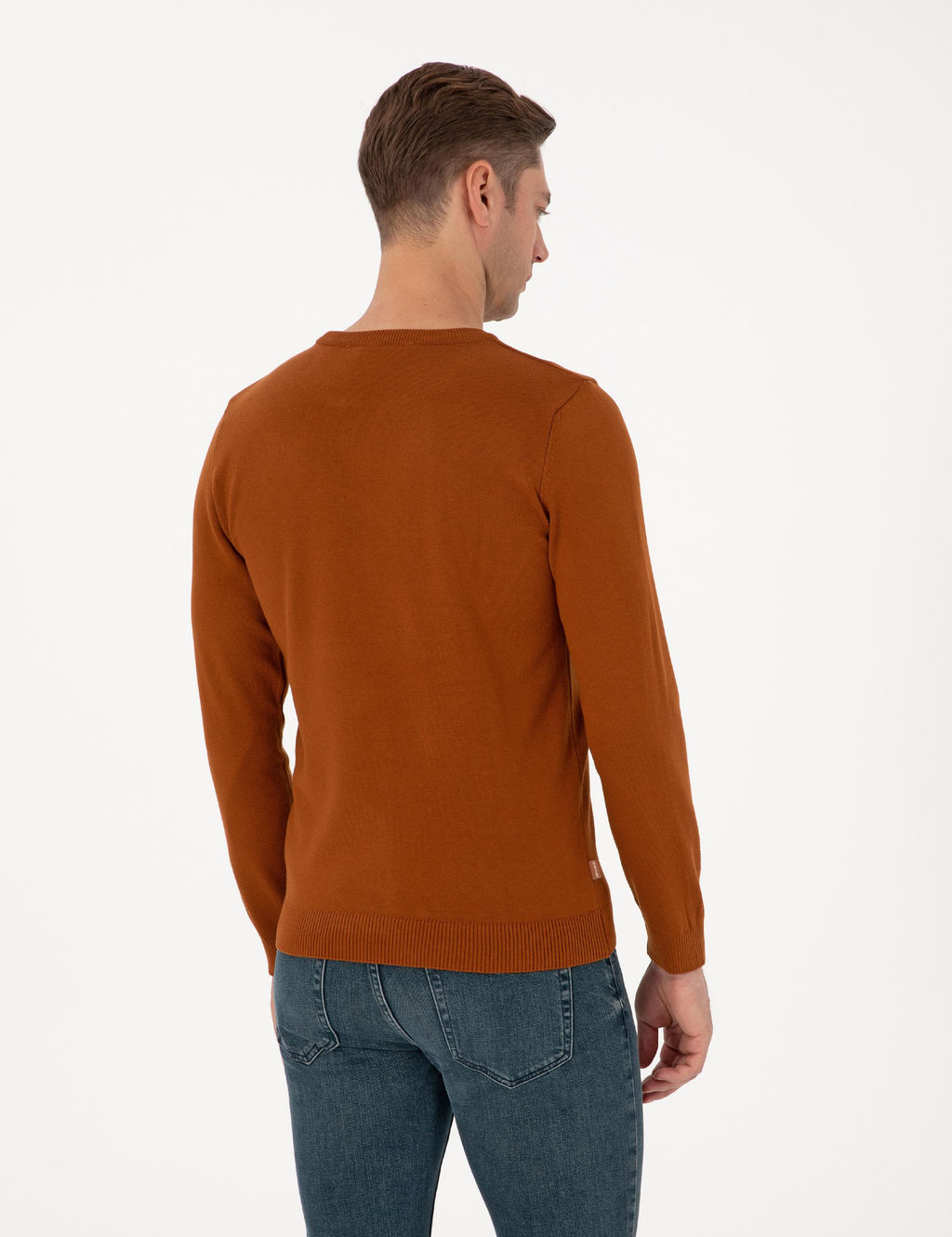 Kahverengi Slim Fit Bisiklet Yaka Basic Triko Kazak - Pierre cardin фото 5
