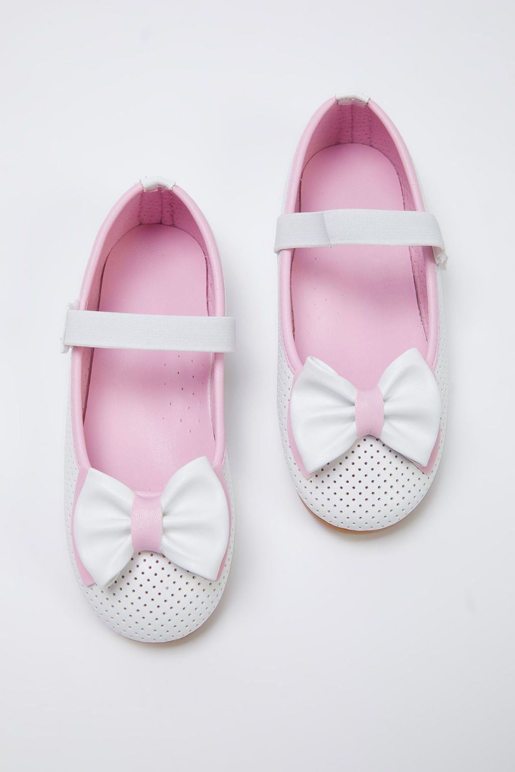 Trendyol Shoes Beyaz-Pembe Fiyonk Detayl? Mary Jane Kucuk K?z Cocuk Kids Babet TAKSS25BE00035