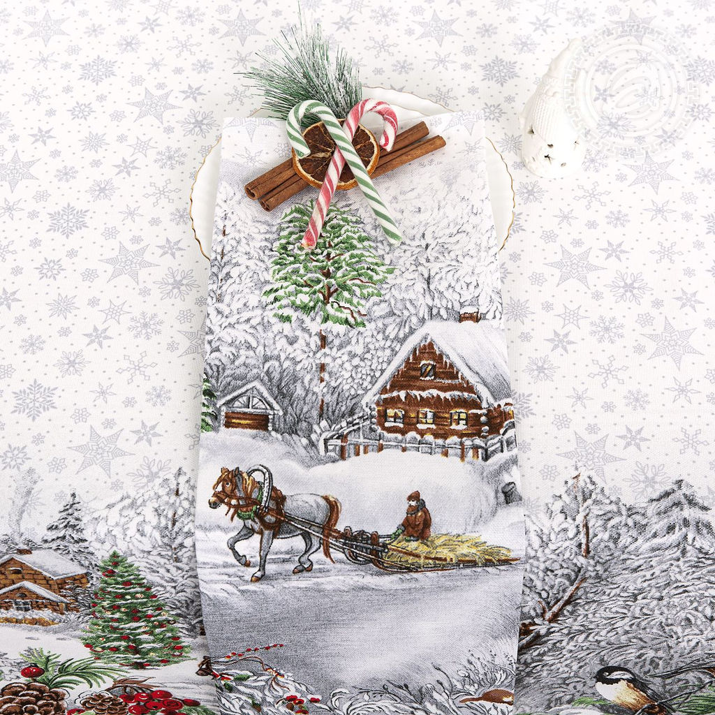 Набор подарочный "Студеная пора" 150*223; 45*60/Скатерть: 1 шт. - 150*223; Полотенца: 3 шт. - 45*60