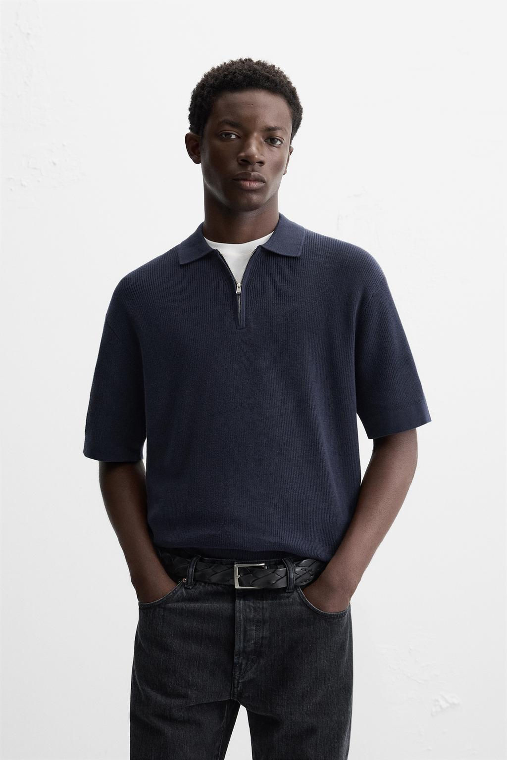 PEARL KNIT POLO SHIRT WITH ZIP - Zara фото 3