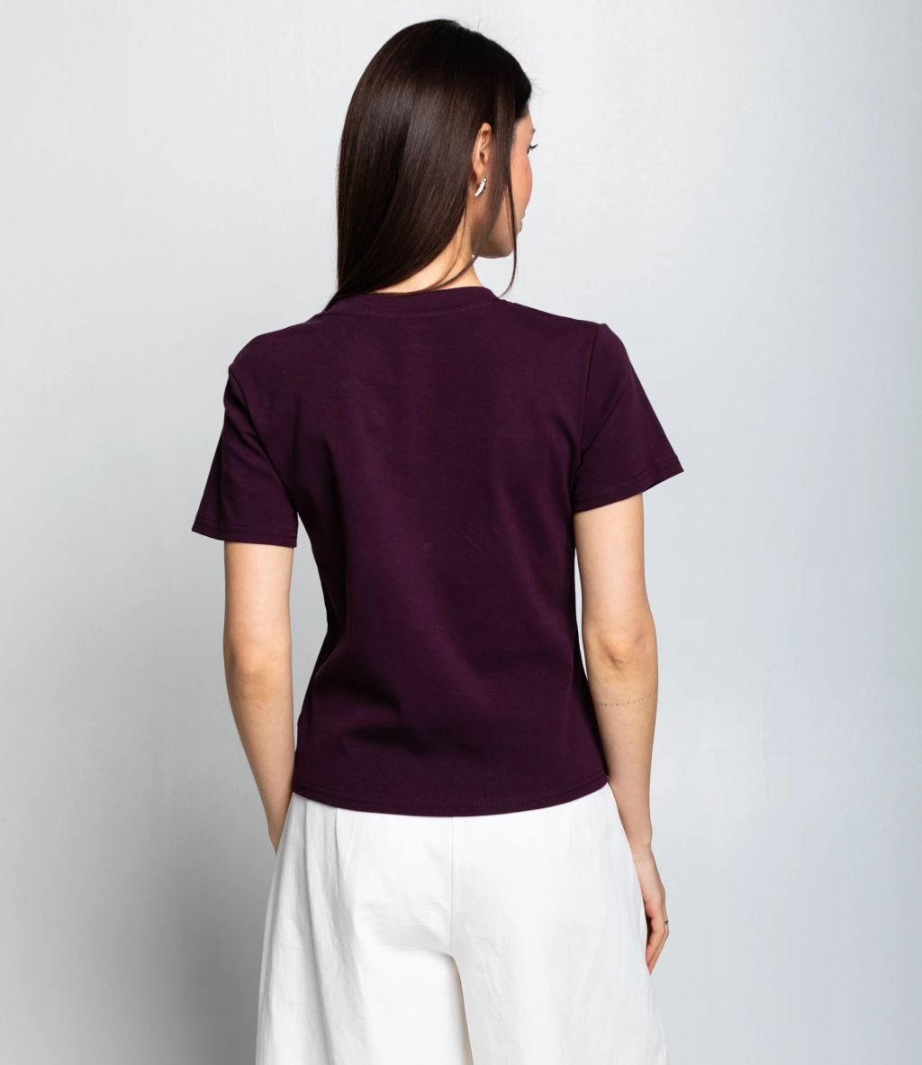 Футболка #КТ230, тёмно-фиолетовый - Dommod фото 3