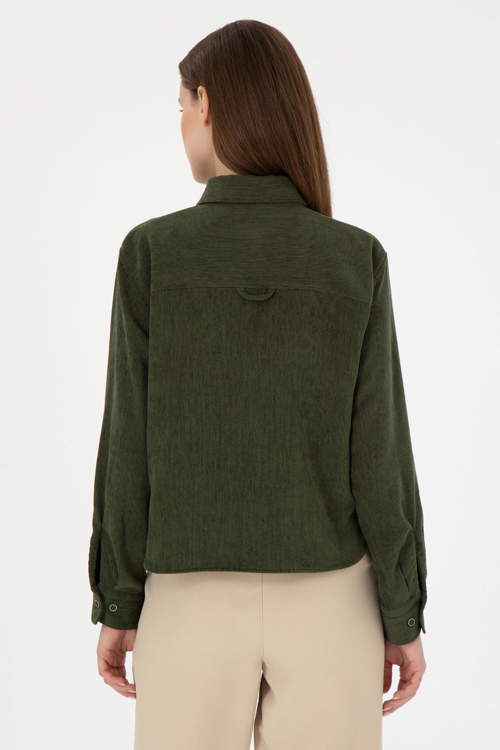 Женская бархатная рубашка цвета хаки с длинным рукавом Неожиданная скидка в корзине - U.s. polo assn фото 5