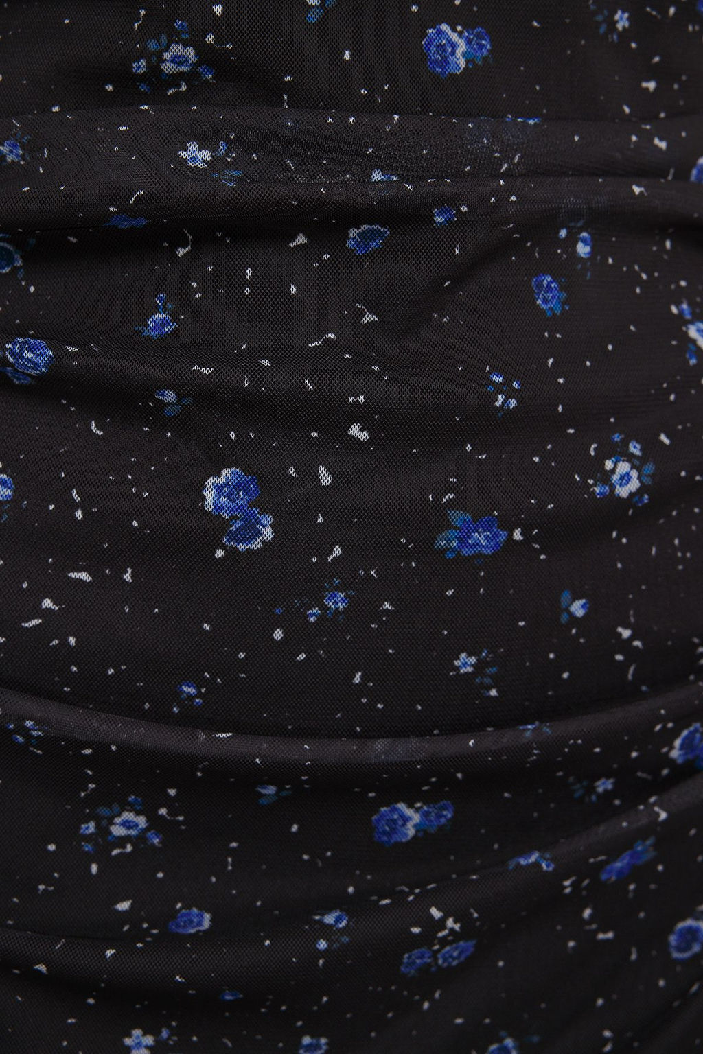 Siyah Cicekli Buzgu / Drape Mini Bask?l? Tul Fitted/Vucuda Oturan Esnek Orme Elbise TWOSS25EL00467 - Trendyolmilla фото 3