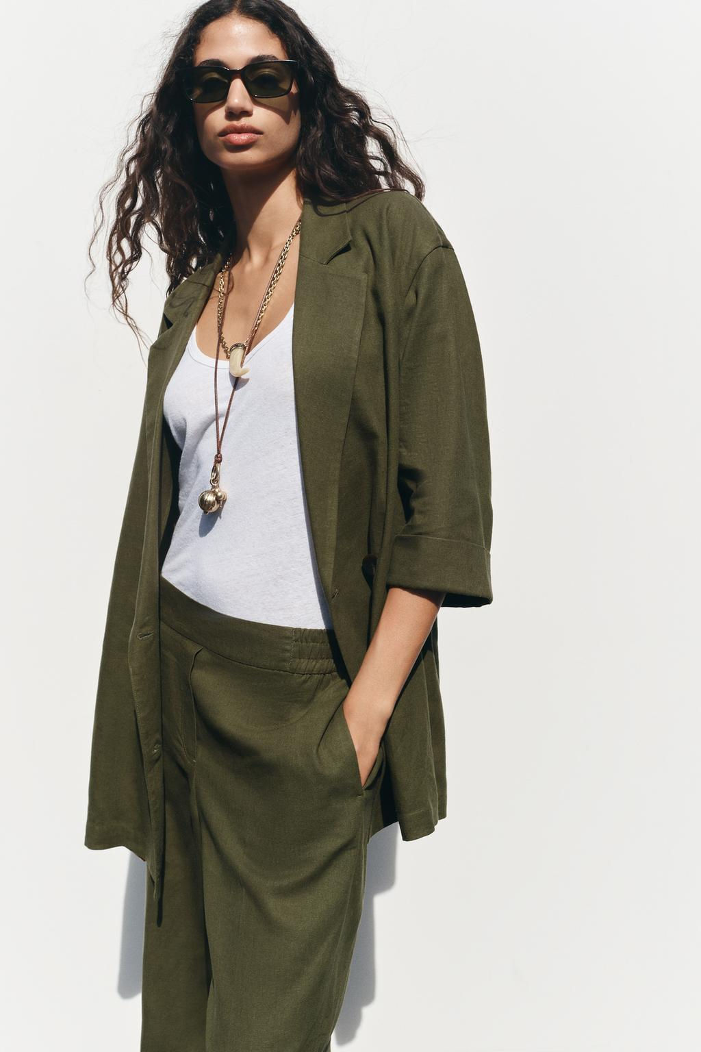 WIDE-LEG LINEN-BLEND TROUSERS - Zara фото 18