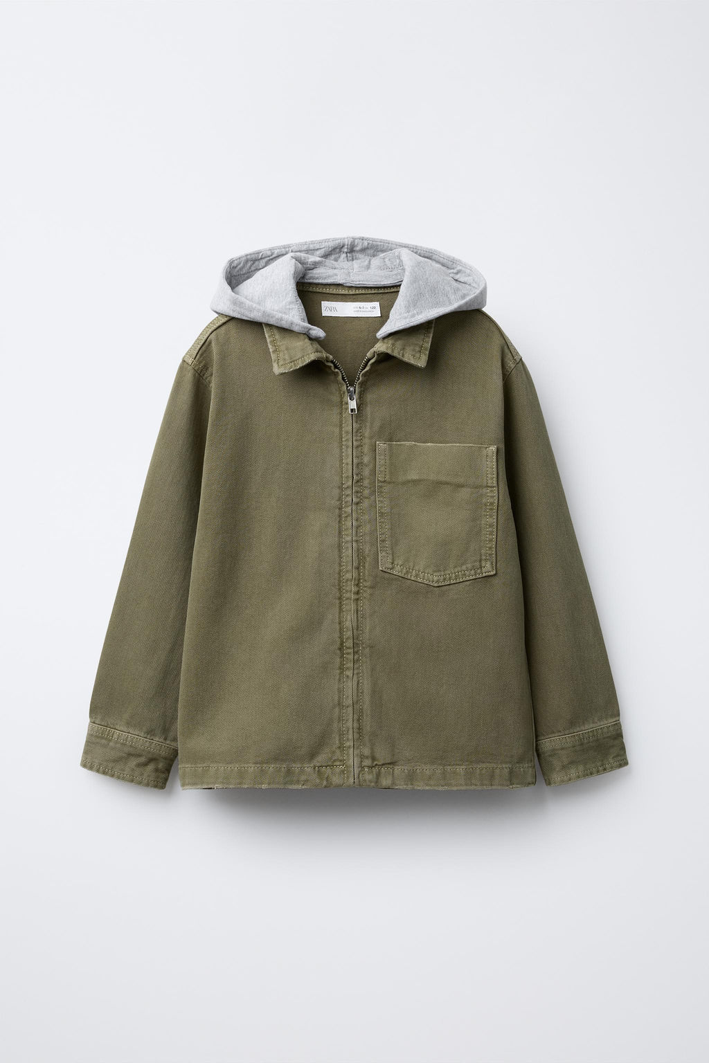 TWILL OVERSHIRT WITH DETACHABLE HOOD
