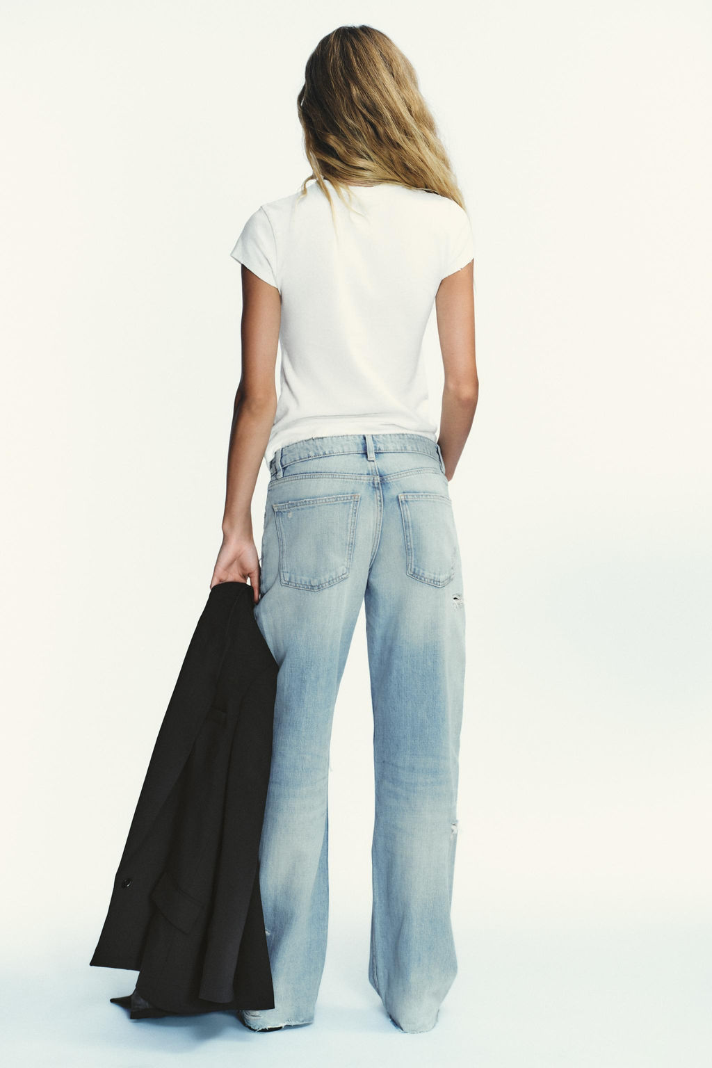 TRF RIPPED MID-WAIST WIDE-LEG JEANS - Zara фото 5