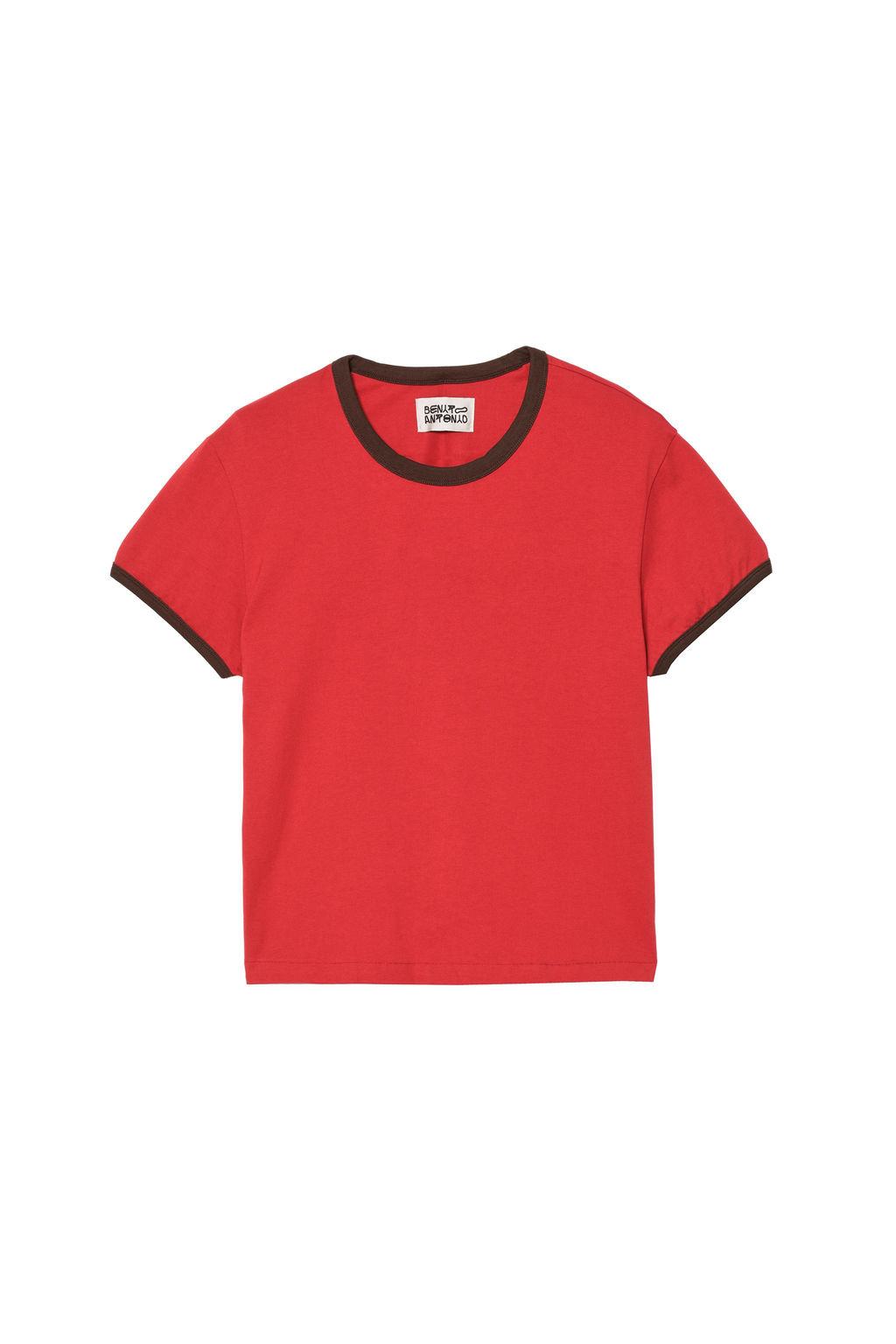CAMISETA SLIM FIT RIB CONTRASTE / Rojo
