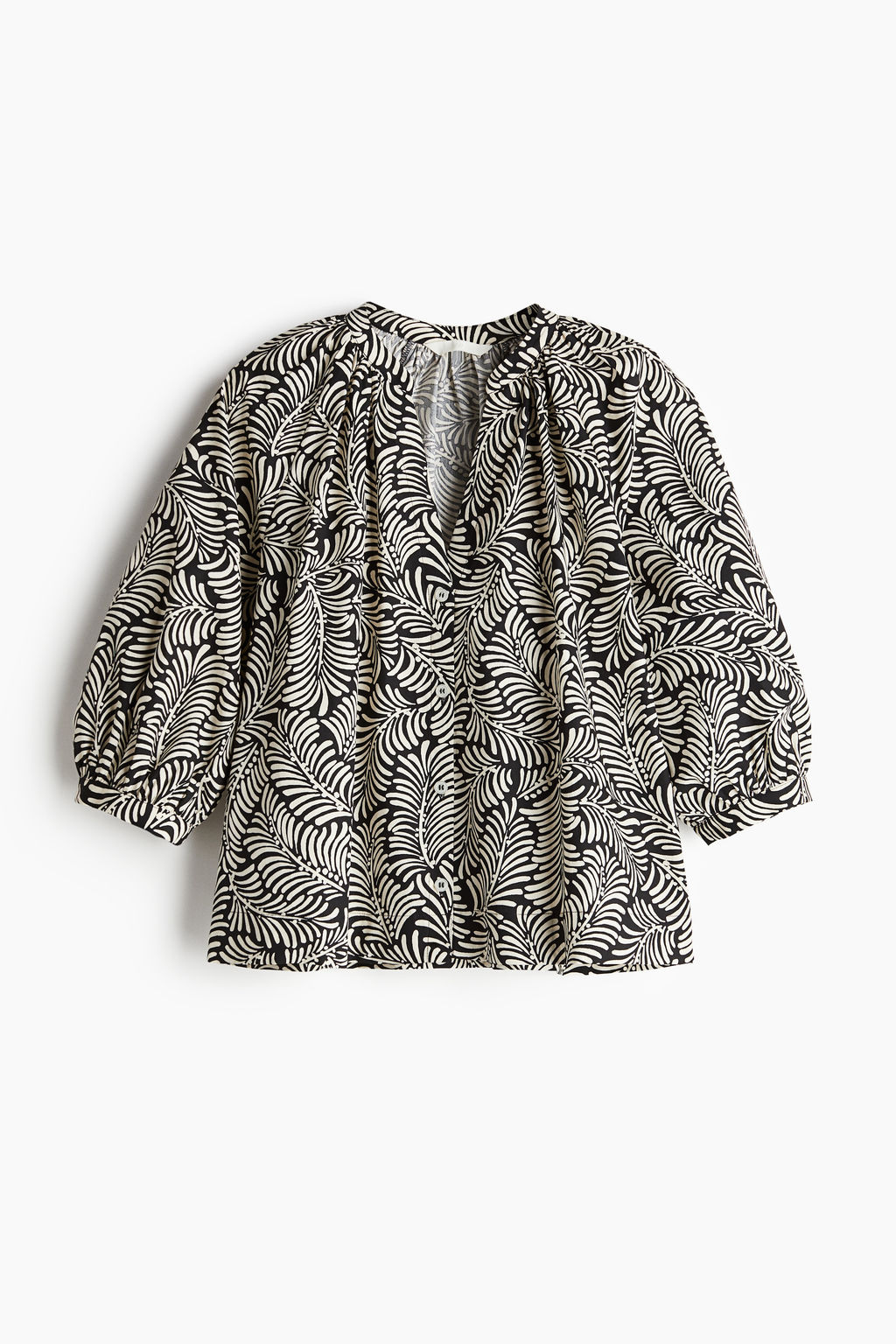 Blusa de popelina con mangas globo - H&m фото 2