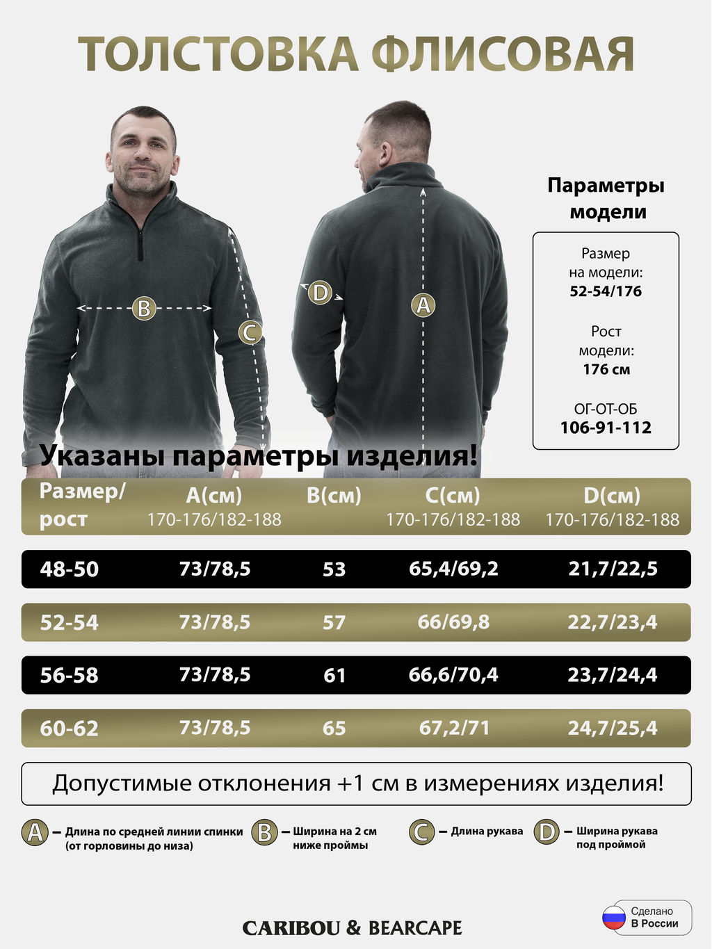 Толстовка флисовая мужская с короткой молнией Bearcape (чёрный)  фото 3