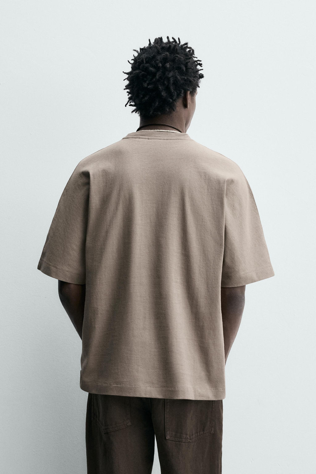 CAMISETA REGULAR FIT HEAVYWEIGHT / Marr?n / Topo - Zara фото 3