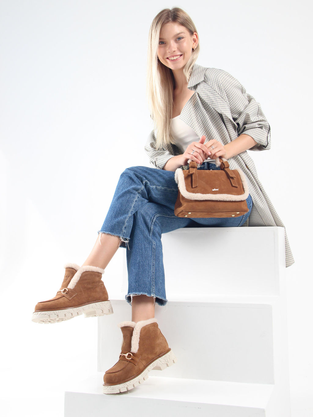 Ботинки 307. PODYUM141 be.светло коричневый замша/Шерсть