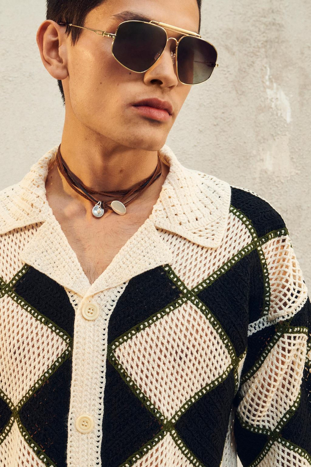 LIMITED EDITION DIAMOND KNIT SHIRT - Zara фото 2