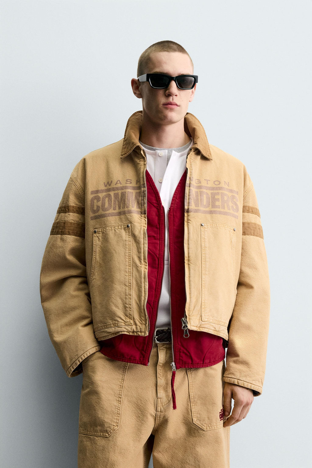 WASHED NFL WASHINGTON COMMANDERS EMBROIDERED PATCH JACKET