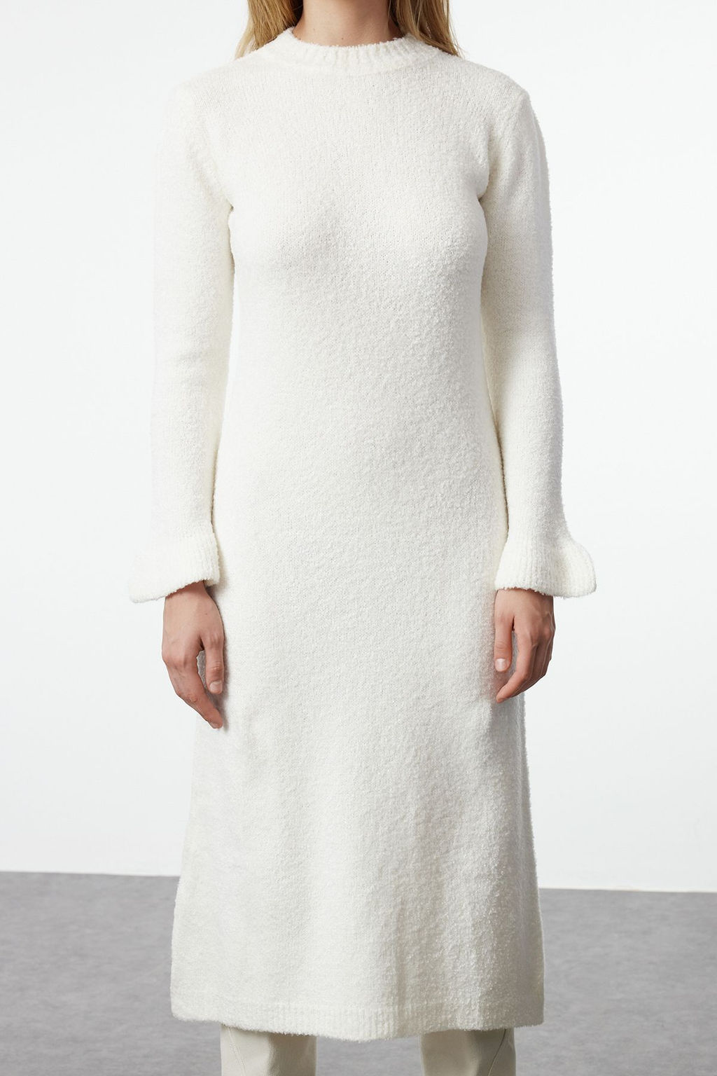 TRENDYOLMILLA Vizon Midi Triko Buklet Elbise TWOAW25EL00049  фото 9