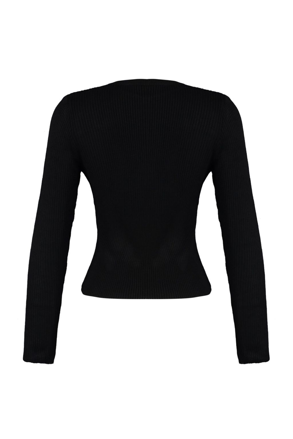 Siyah Basic Fitilli Triko Kazak TWOAW22KZ1708