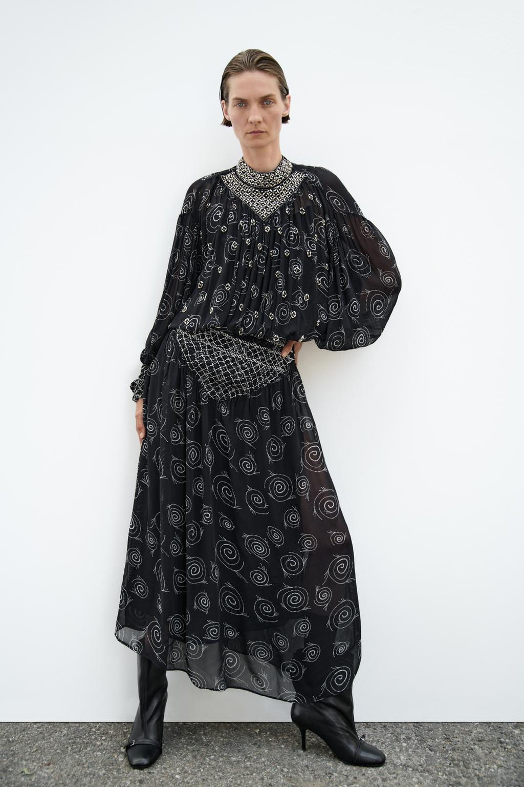 BEADED EMBROIDERED PRINT DRESS ZW COLLECTION - Zara фото 2