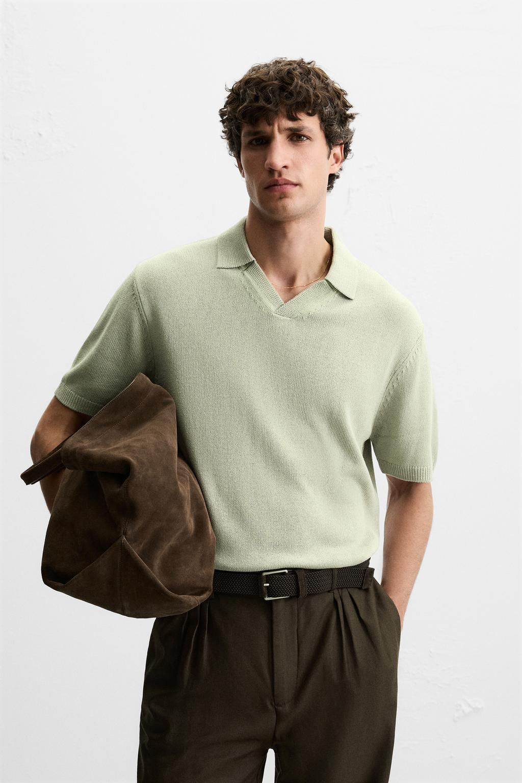 TEXTURED KNIT POLO SHIRT - Zara фото 7