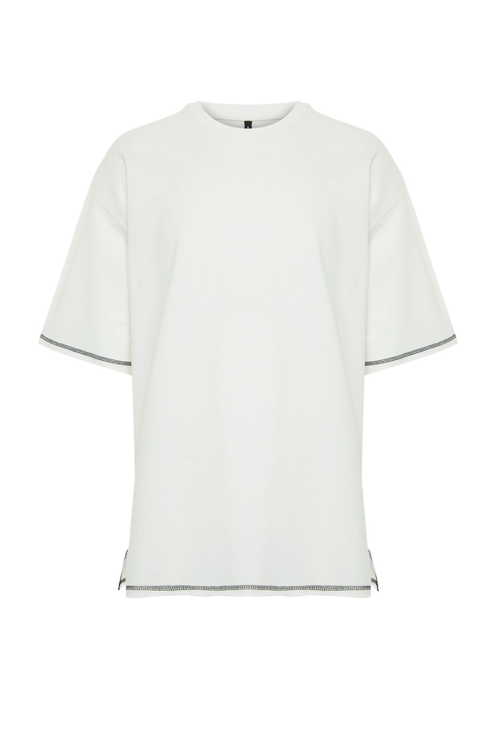 Ekru Oversize Dikis Detayl? %100 Pamuklu T-Shirt TMNSS24TS00094