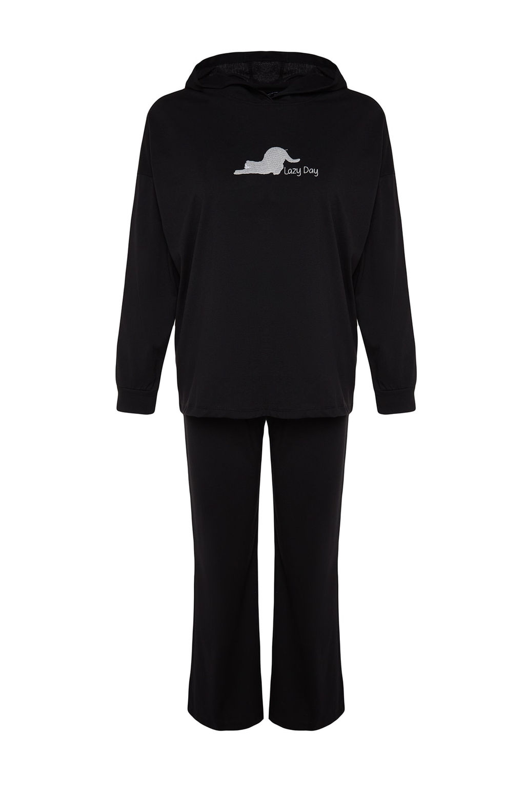 Siyah Kedi Bask?l? Sweatshirt-Pantolon Orme Pijama Tak?m? THMAW24PT00044 - Trendyolmilla фото 6