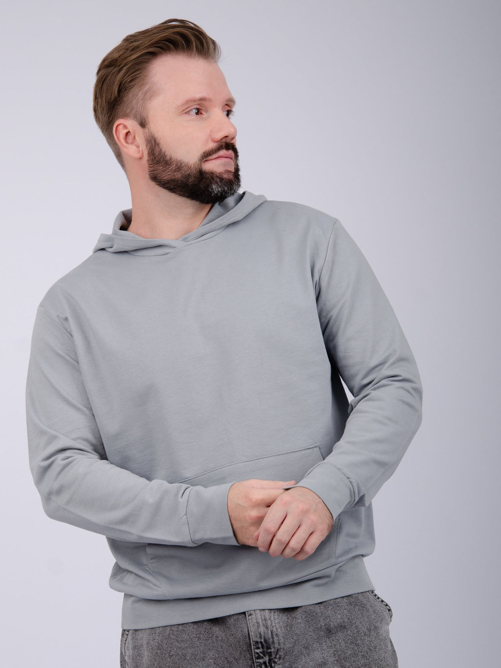 Худи "СМ-10" светло-серое, футер 2-х нитка