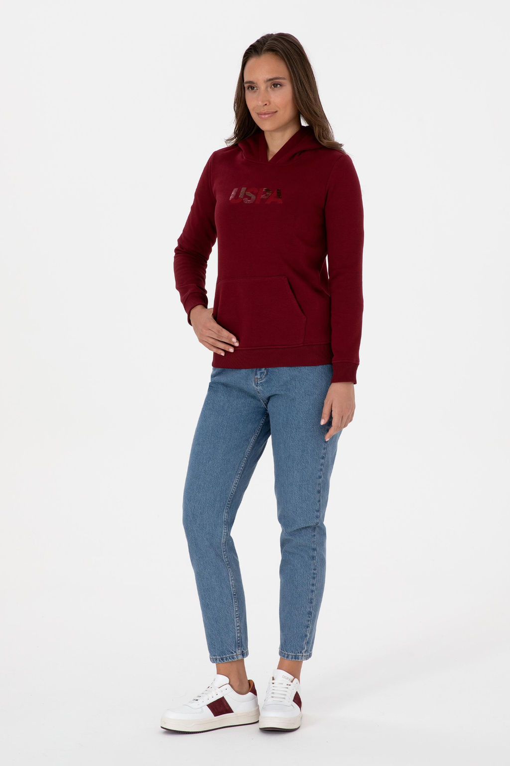Kad_n Bordo Basic Sweatshirt Sepette S_rpriz _ndirim - U.s. polo assn фото 4