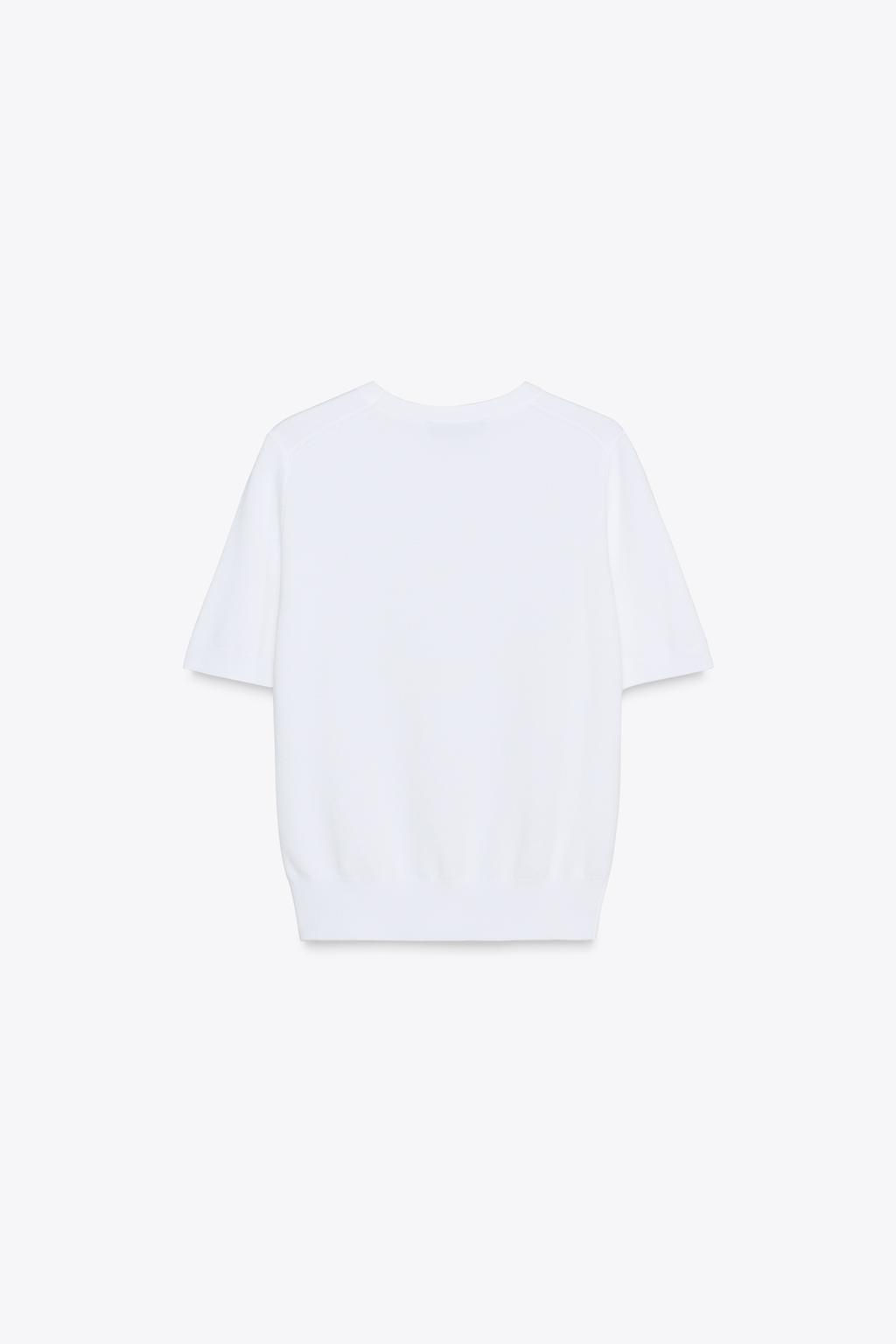 BASIC PLAIN KNIT SHORT SLEEVE TOP - Zara фото 7
