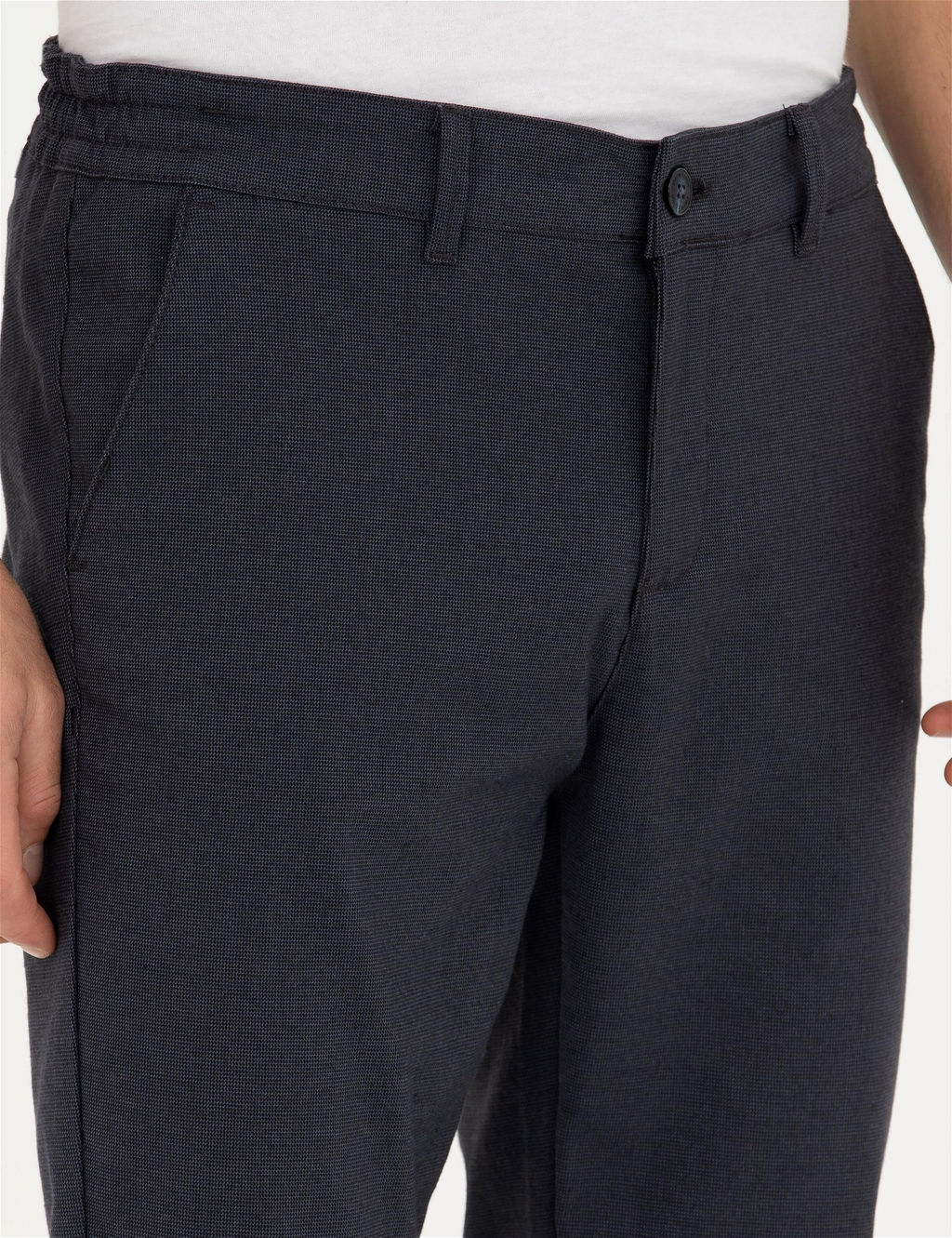 Lacivert Slim Fit Kanvas Pantolon