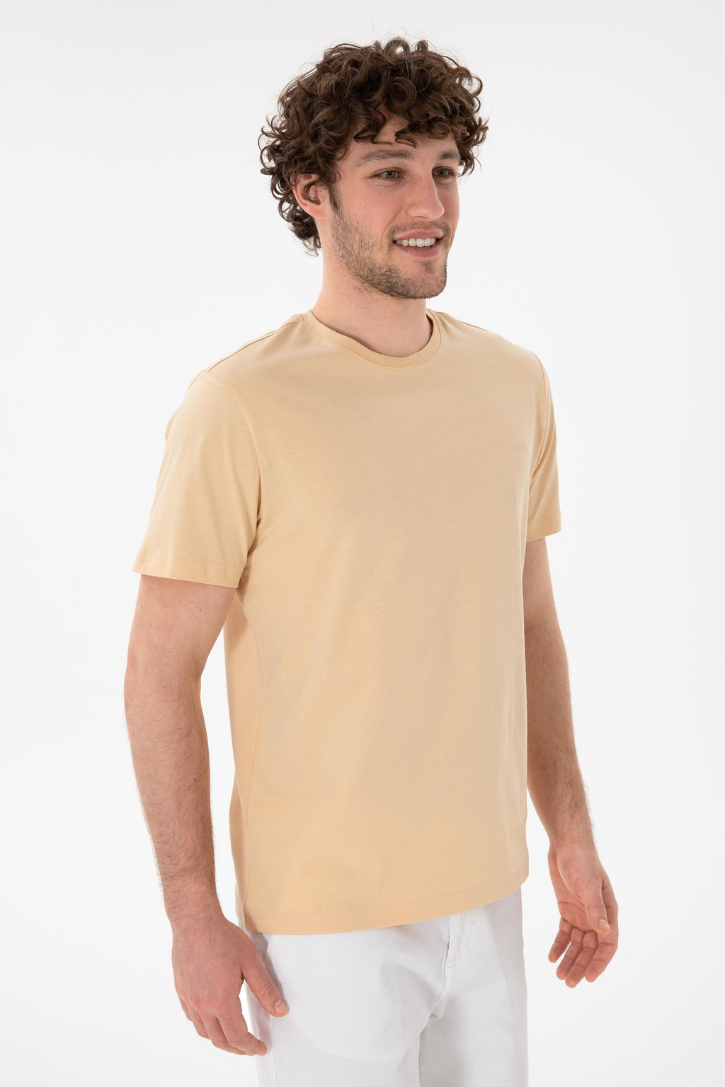 Erkek Regular Fit Bisiklet Yaka Bej Basic Ti__rt Sepette S_rpriz _ndirim - U.s. polo assn фото 2