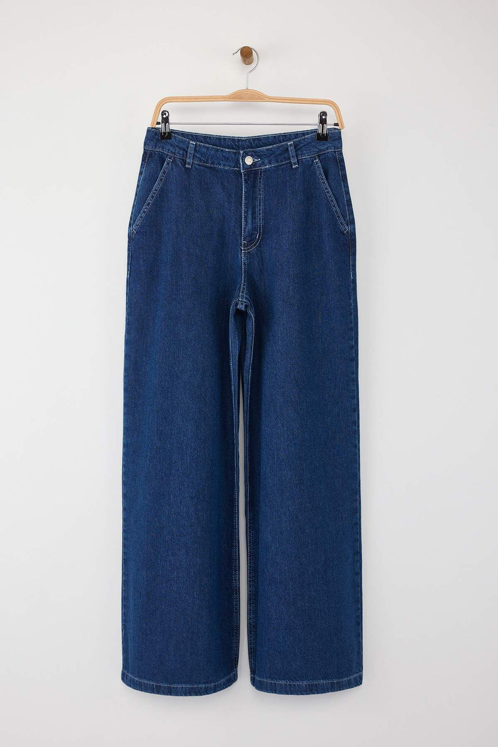 Trendyolmilla Wardrobe Essentials Mavi Yuksek Bel Wide Leg Palazzo Jeans TWOAW26JE00015 фото 5