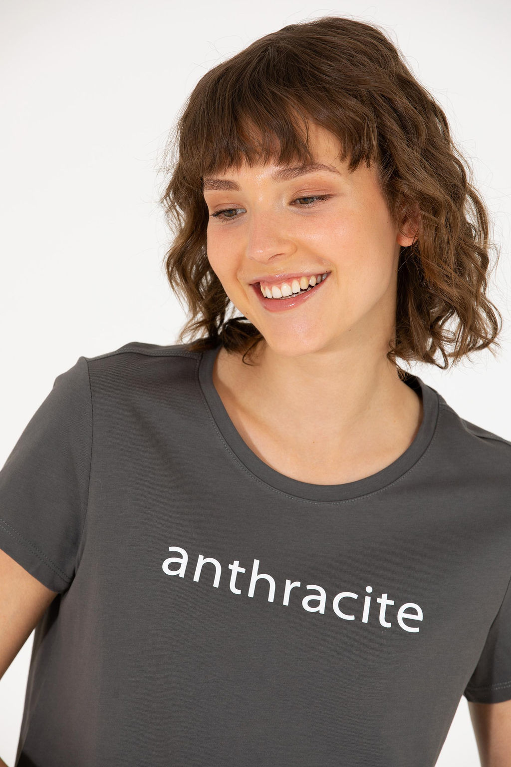 U. S. Polo Assn Женская футболка антрацитового цвета с круглым вырезом - U.s. polo assn фото 2