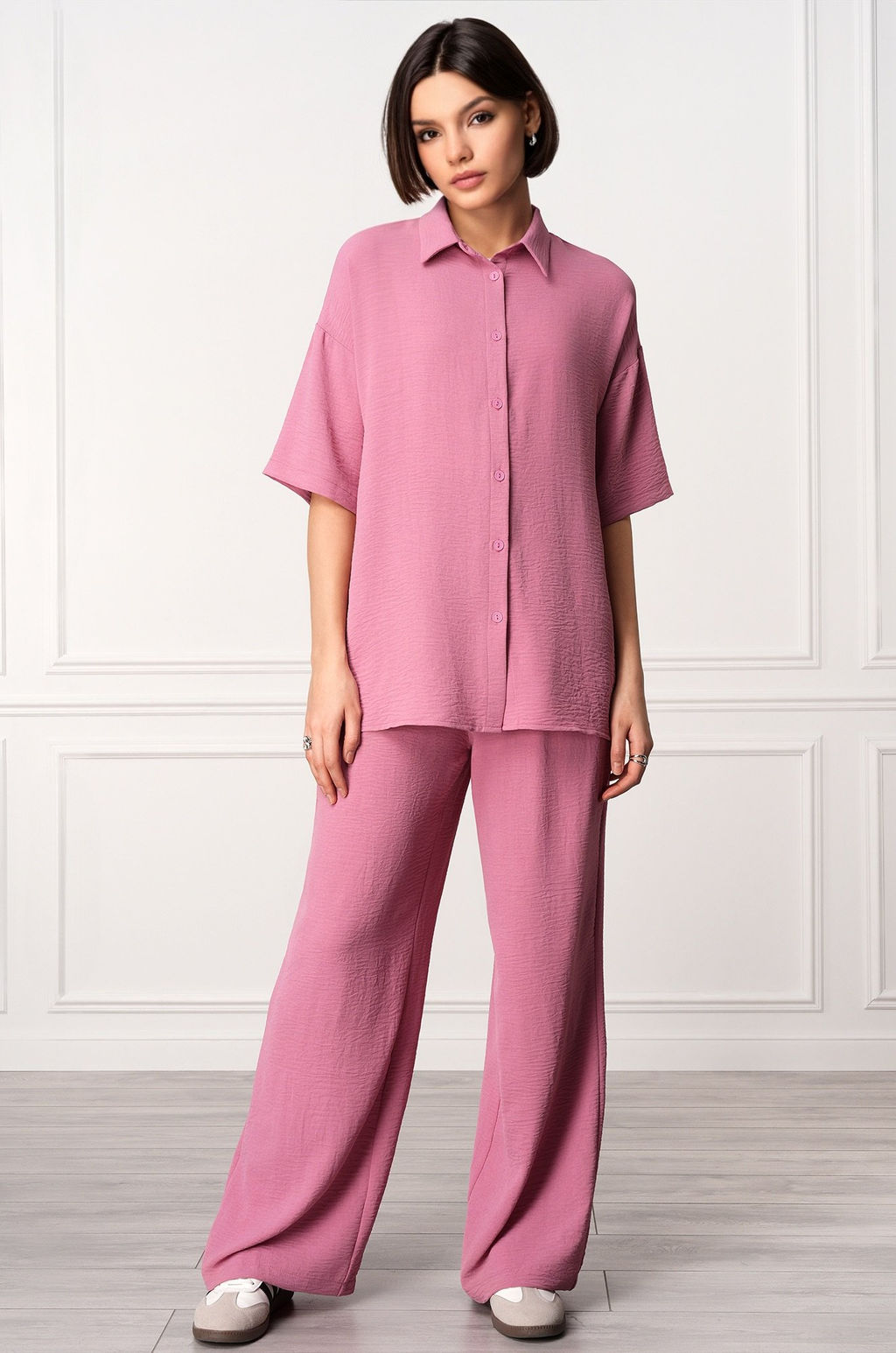 Женский летний костюм оверсайз из ткани-жатка Happyfox  фото 9