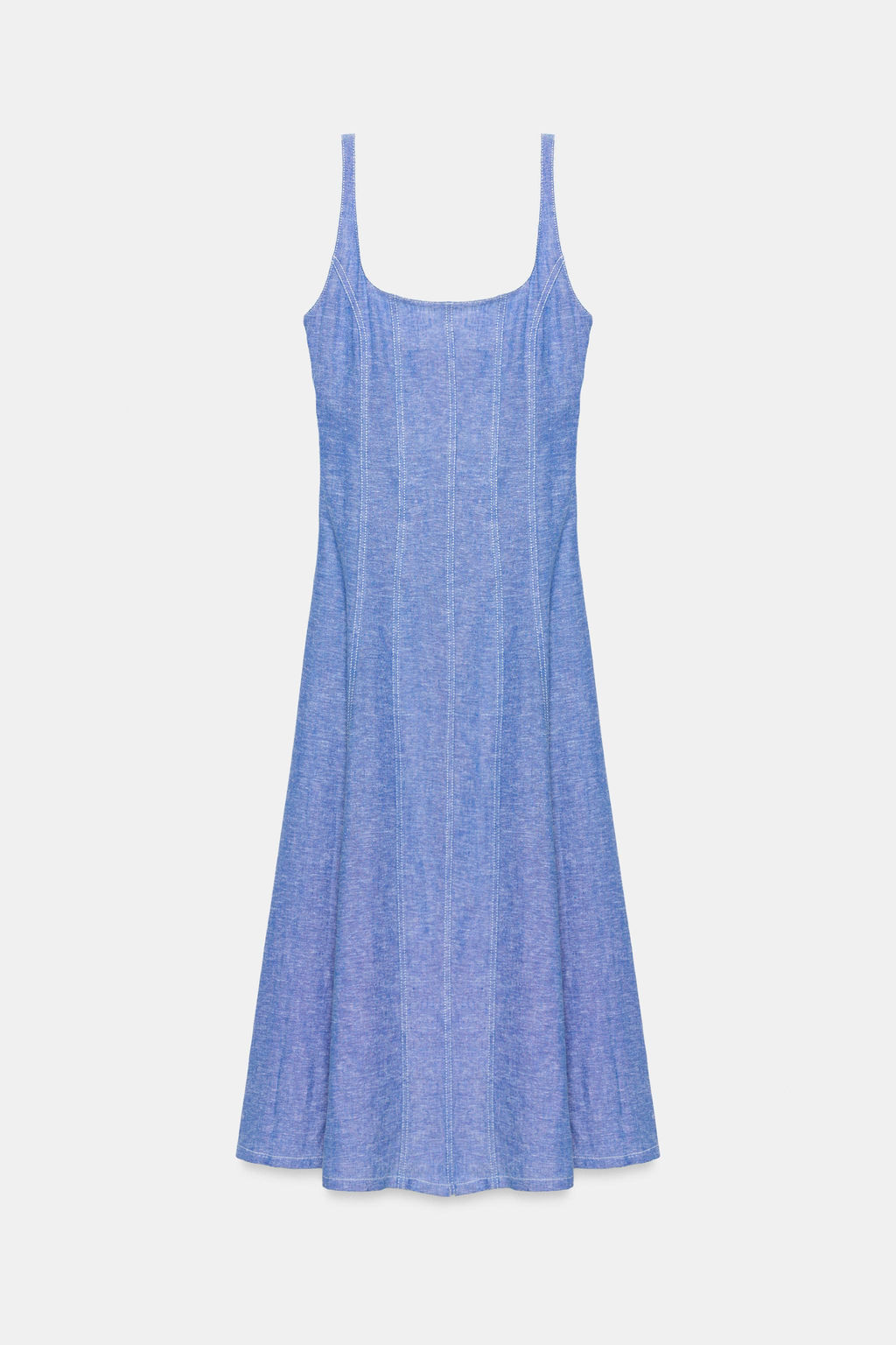 VESTIDO MIDI CON LINO PUNTILLA / Azul claro - Zara фото 6