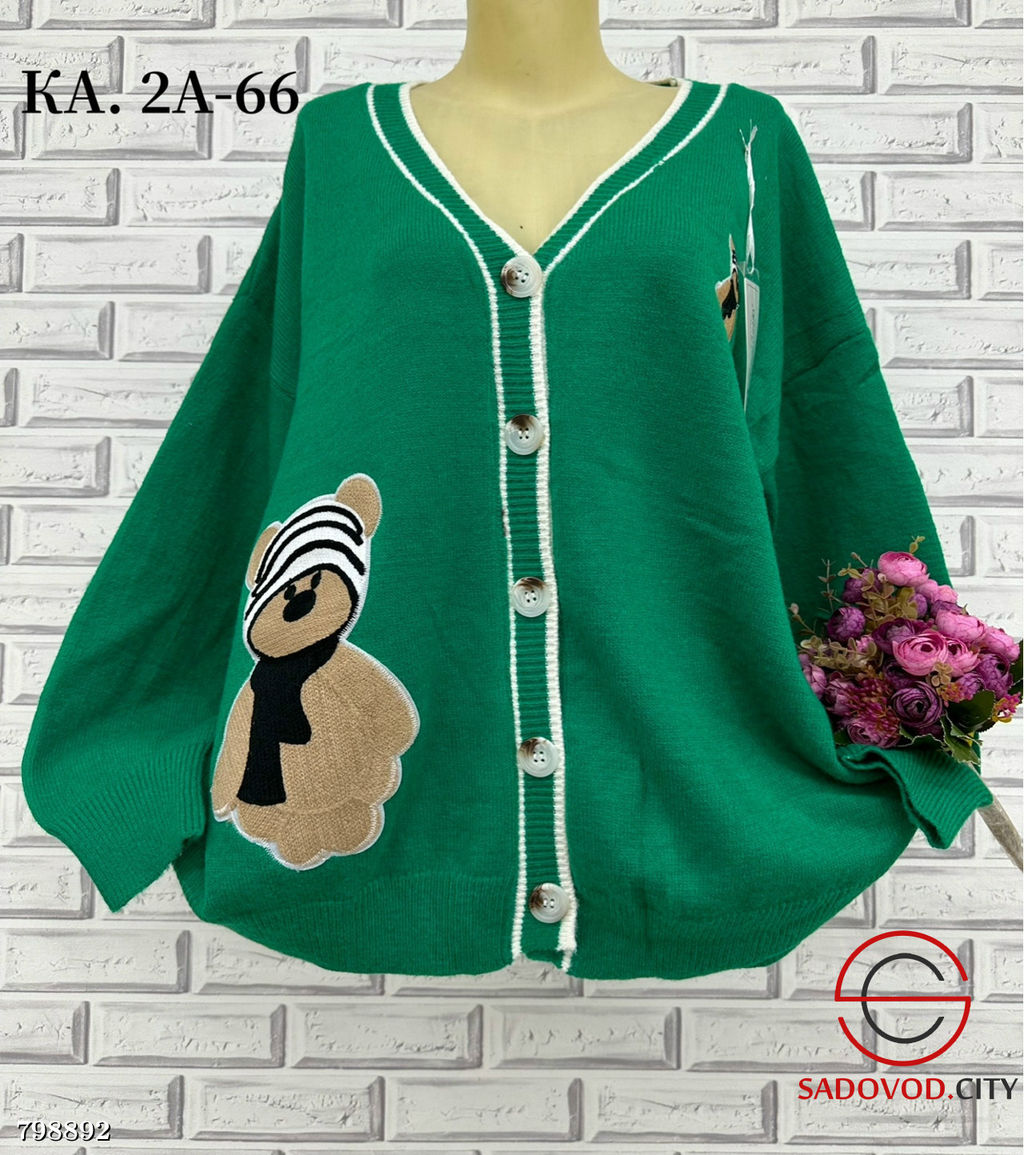 Кардиган женский на пуговицах (рисунок мишка) - Bruno фото 2