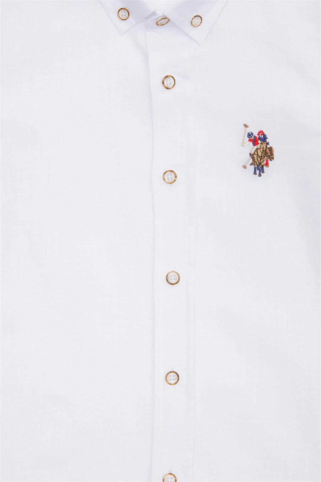 Рубашка с коротким рукавом U.S. Polo Assn для мальчиков из хлопка белая фото 8